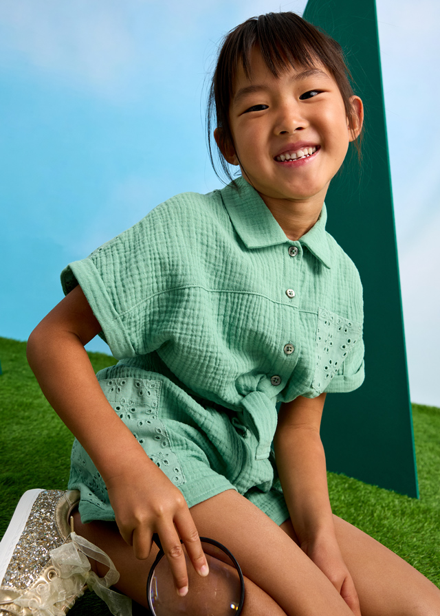 Komplet z szortami ażur - obrazek 3